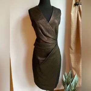 J. Mendel bronze faux wrap cocktail dress